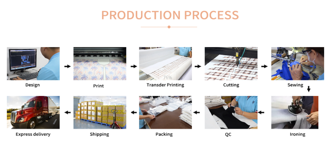 A behind-the-scenes view of a modern golf clothing manufacturing process, showcasing efficient machinery and skilled workers crafting premium golf apparel