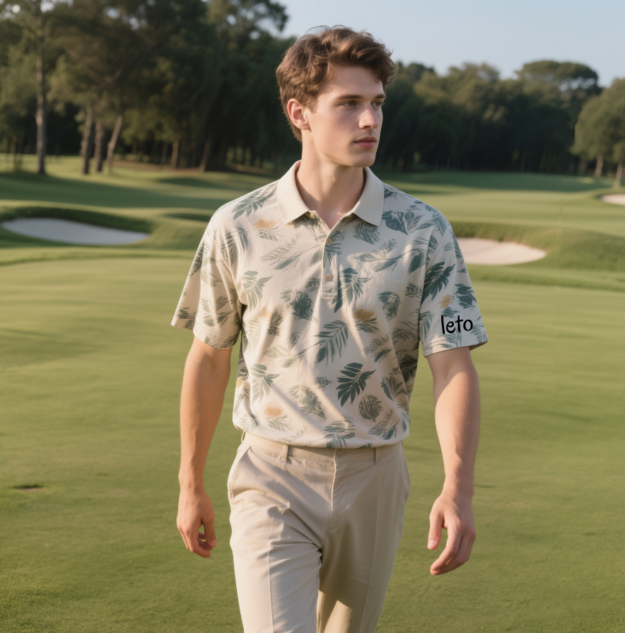 Eco-friendly golf apparel made from sustainable materials, designed for environmentally conscious brands that value style and planet care.