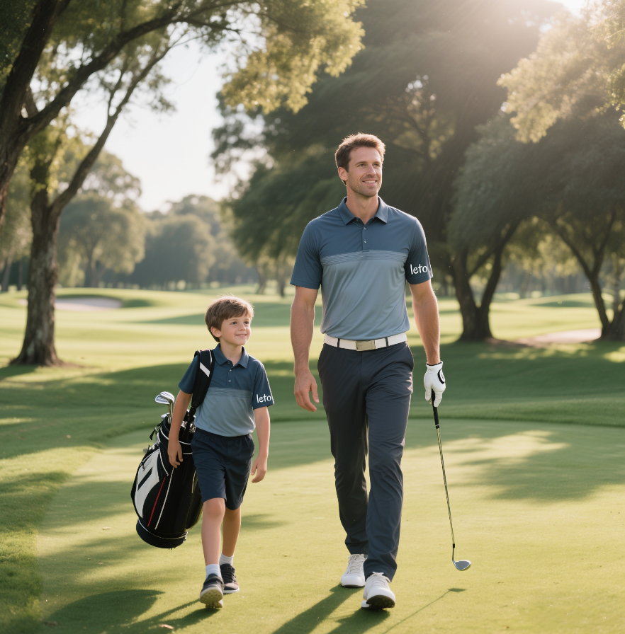 Matching golf shirts for father-son duos and teams, showcasing unity, comfort, and style for any golf outing or event.