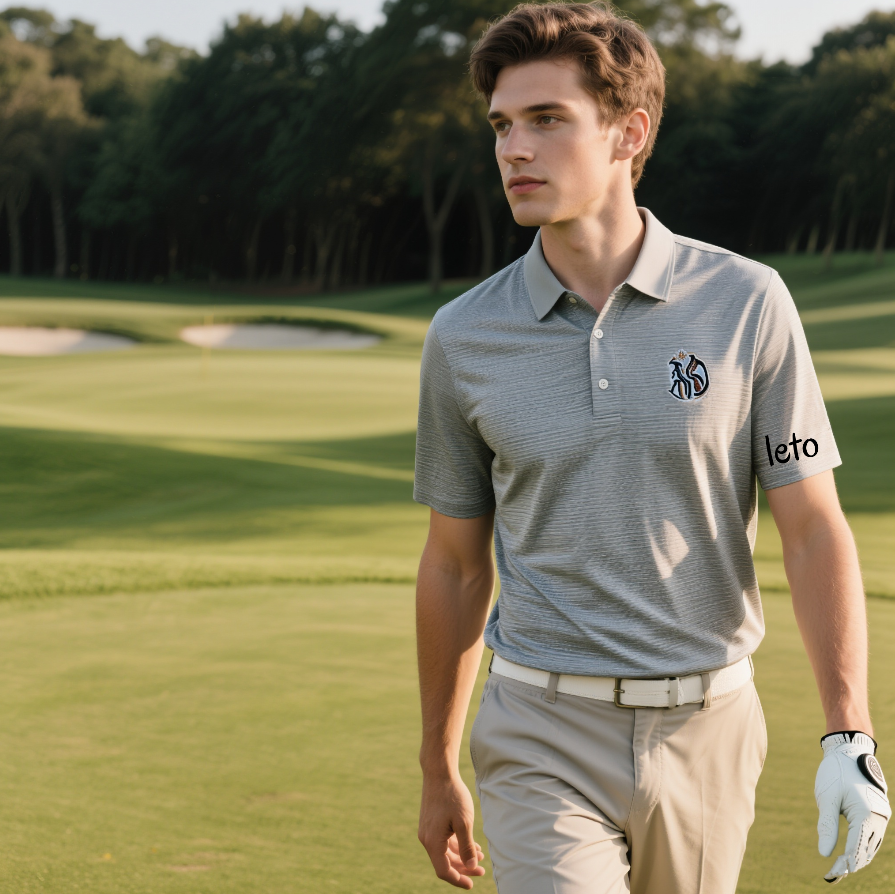 A professional meeting setting with fabric samples, custom golfwear designs, and branding ideas, showcasing a partnership with a premium Golf Apparel OEM