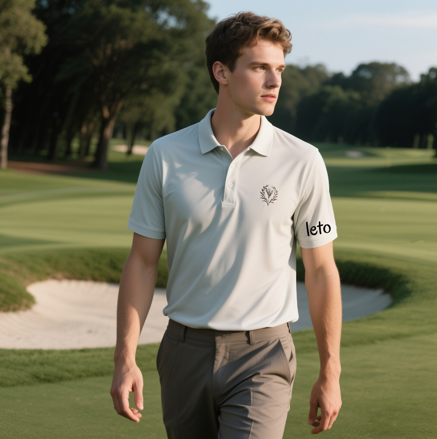Corporate golf apparel supplier offering custom-branded polos and stylish outfits for business events and team tournaments.
