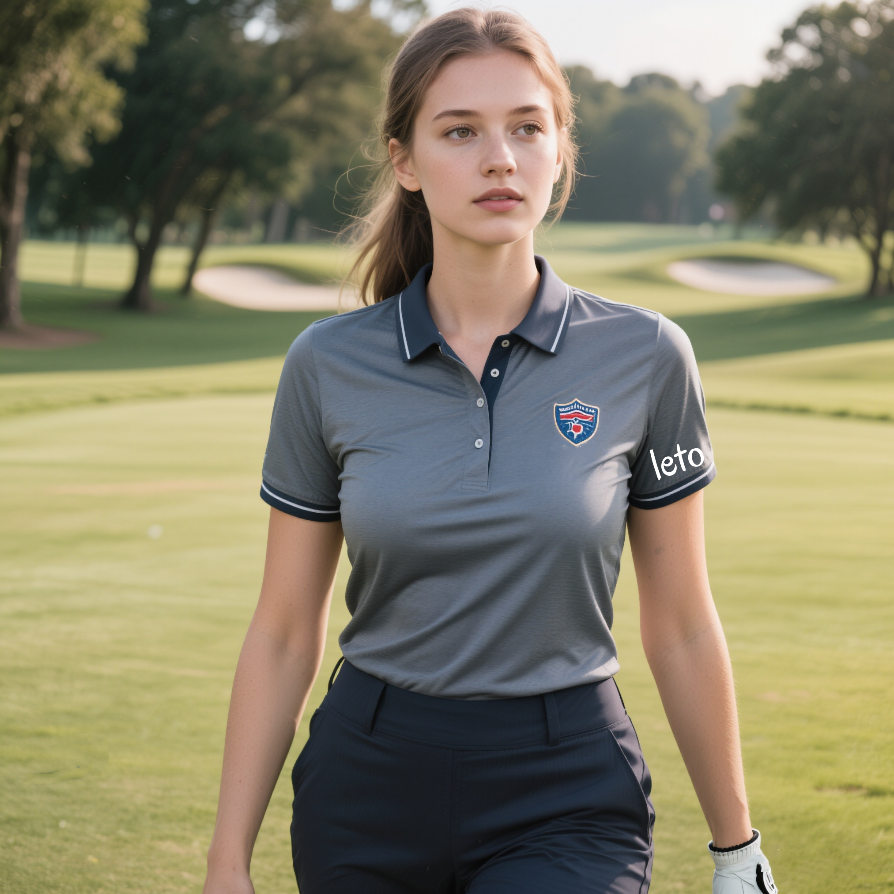 Custom embroidered polo shirts with logos or designs, offering premium quality and a polished look.