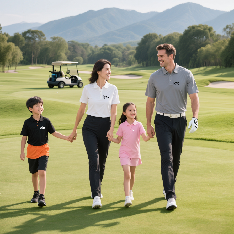 A selection of high-quality golf shirts in various colors and styles, neatly displayed, showcasing the reliability and style offered by trusted suppliers