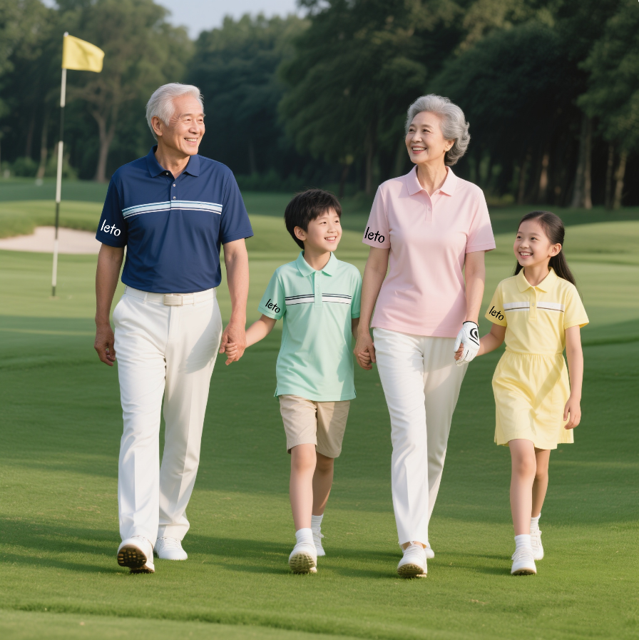 Family golf shirts featuring matching or coordinated designs, crafted for comfort and style, perfect for family golf outings.