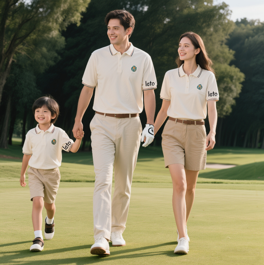 Sustainable golf apparel produced through modern manufacturing techniques using recycled materials and eco-friendly processes