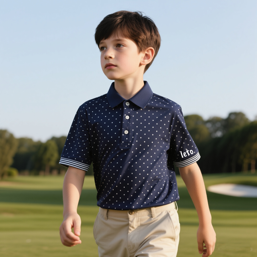 Boys' polyester golf shirts featuring lightweight, moisture-wicking, and durable fabrics for comfort and performance on the course.