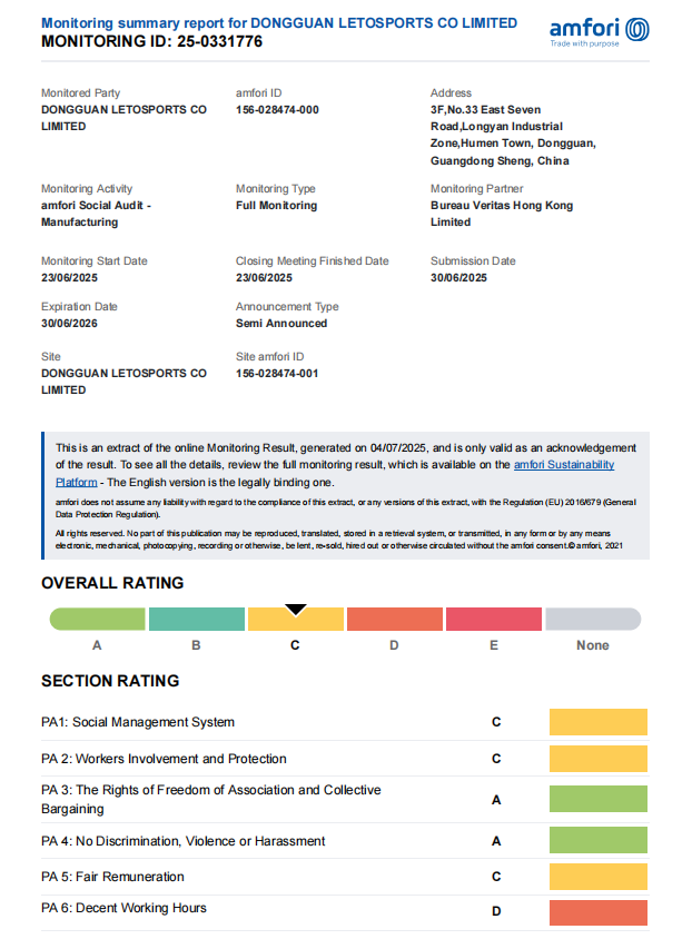  BSCI-audited golf wear factory ensuring ethical practices, sustainable production, and high-quality custom apparel manufacturing