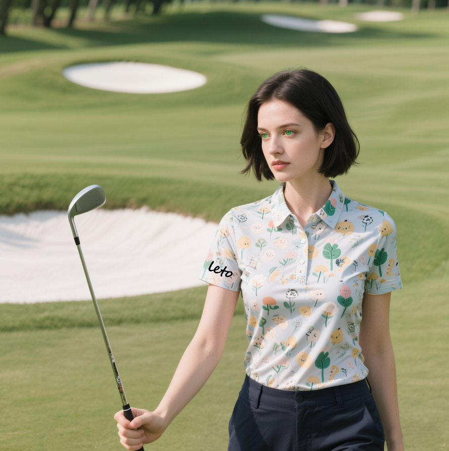 A breathable golf shirt made with moisture-wicking and lightweight fabric, perfect for keeping golfers cool and comfortable on the course. 